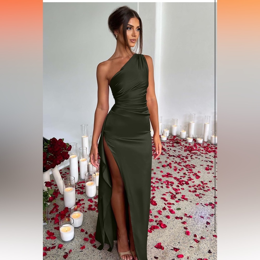 Memoriesea Women's One Shoulder High Split Party Maxi Dress